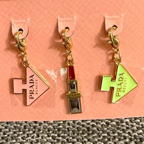 Prada Beauty Key Chain Charms Set of 3Authentic New